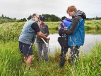 Student water quality monitoring in the Newaukum watershed. Photo by Paul Dunn